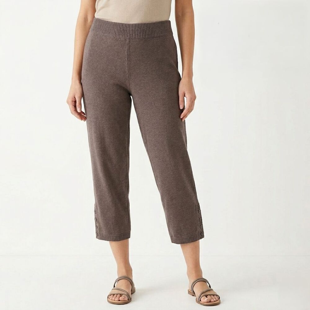 J Jill Crop Capri Pants Womens LP Large Petite Brown Stretch